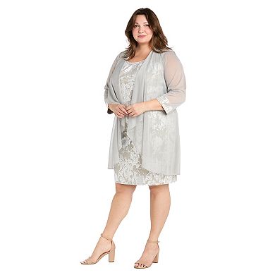 Plus Size R&M Richards 2-Pc. Foil Print Jacket & Dress Set