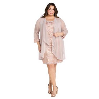 Plus Size R&M Richards 2 pc Foil Print Jacket & Dress Set