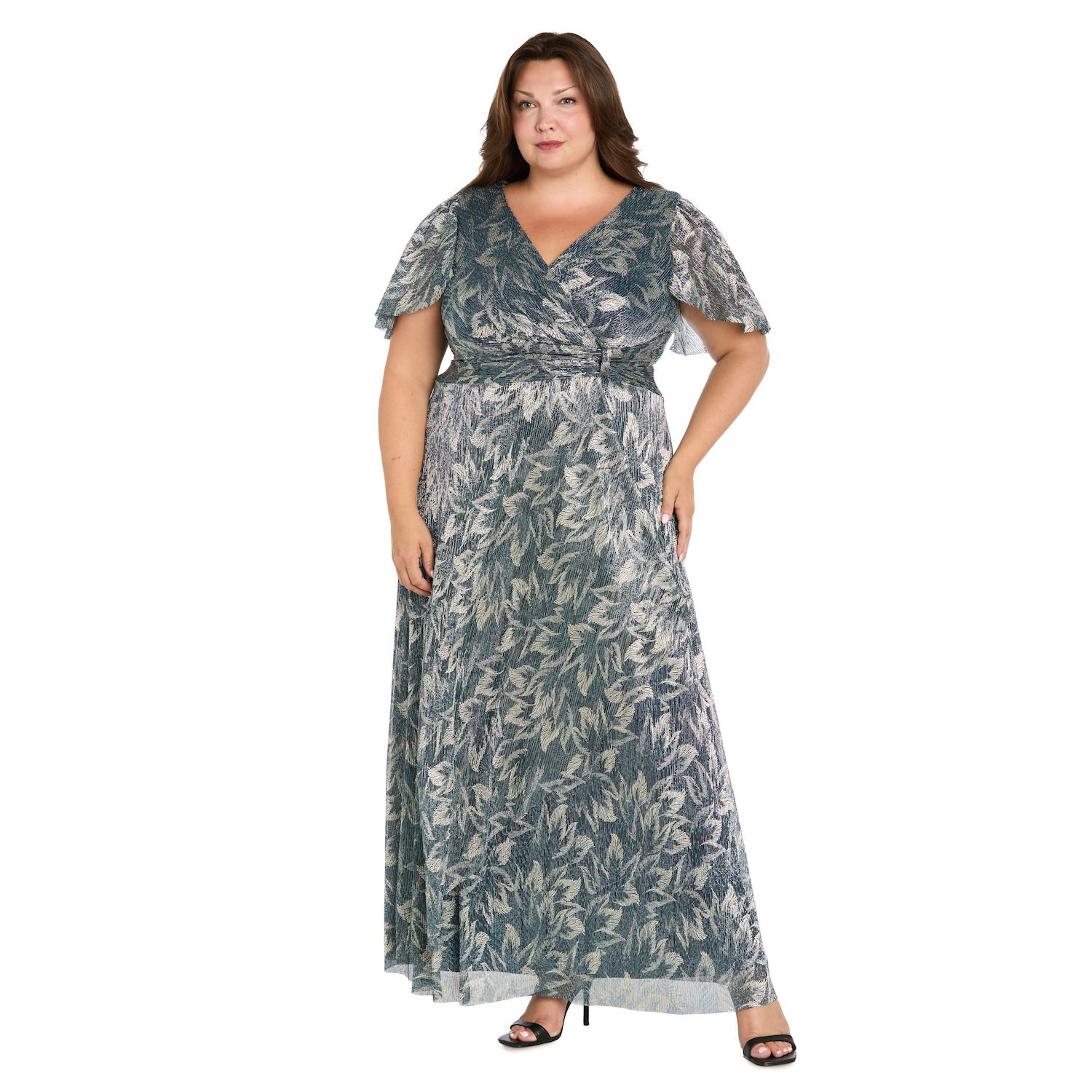 Женские платья R&M Richards Plus Size R&M Richards Long Metallic Printed Dress