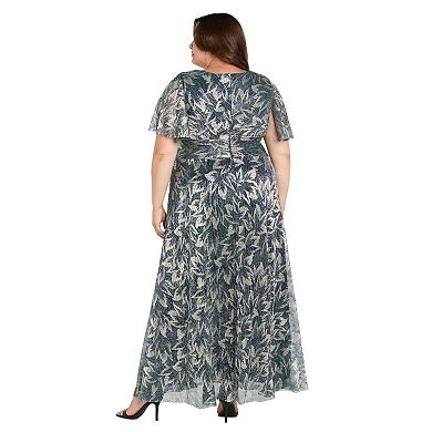 Plus Size R&M Richards Long Metallic Printed Dress