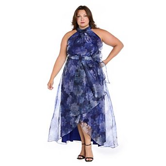 Plus Size R&M Richards Organza Hi-Low Dress