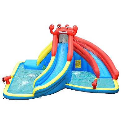 Gymax Inflatable Water Park Bounce House Crab w/ 2 Slides Climbing Wall Tunnel