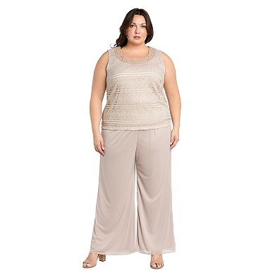 Plus Size R&M Richards 3-Pc. Beaded Duster, Top & Pants Set