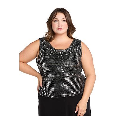 Plus Size R&M Richards Long Dress With Metallic Top
