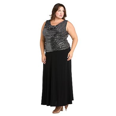 Plus Size R&M Richards Long Dress With Metallic Top