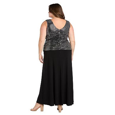 Plus Size R&M Richards Long Dress With Metallic Top
