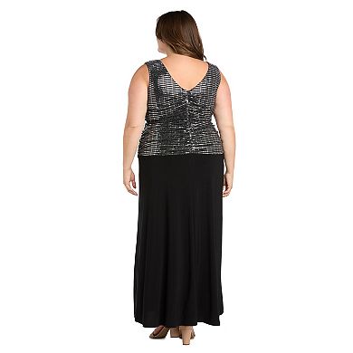 Plus Size R&M Richards Long Dress With Metallic Top