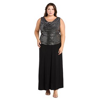 Plus Size R&M Richards Long Dress With Metallic Top