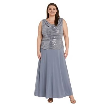 Plus Size R&M Richards Long Dress With Metallic Top