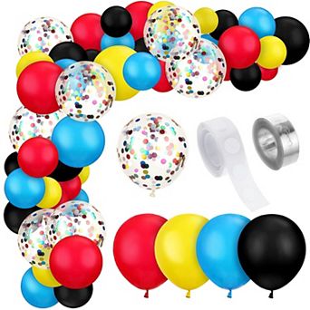 147 pc Theme Balloon Garland Kit Blue Red Yellow Black Confetti Balloons For Kids Birthday Party