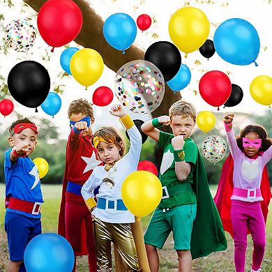 147Pcs Theme Balloon Garland Kit Blue Red Yellow Black Confetti Balloons For Kids Birthday Party