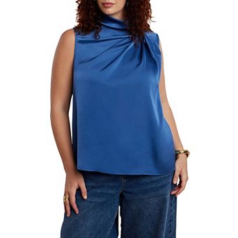ELOQUII Women's Plus Size Asym Draped Top
