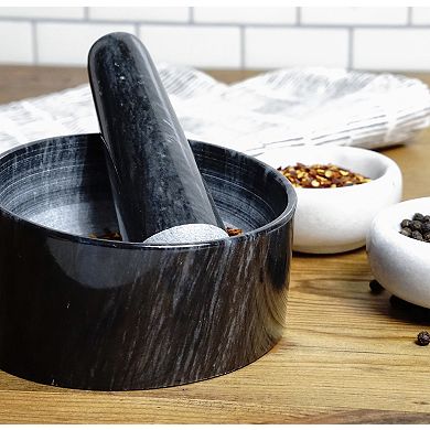 RSVP International Marble Mortal & Pestle - Black