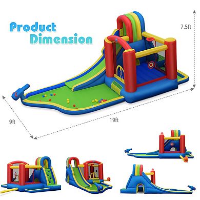 Gymax Inflatable Bounce House Slide Splash Pool Climbing Wall Park w/ Blower