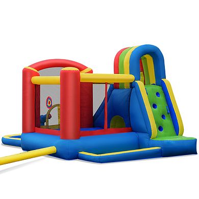 Gymax Inflatable Bounce House Slide Splash Pool Climbing Wall Park w/ Blower