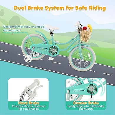 18-Inch Kids Bike with Adjustable Handlebar and Seat for 4-8 Years Old