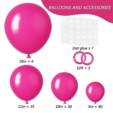 Hot Pink Balloons, Latex Balloons for 18-5 Inch Garland & Party Decor 129-Piece for Theme Parties