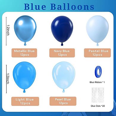 60 Pcs Metallic Baby Blue Chrome Balloons for Baby Shower Graduation Birthday Party Decorations