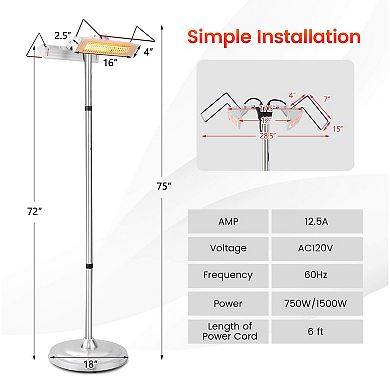 1500W Dual-Sided Standing Electric Heater for Indoor Use
