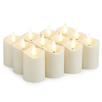 12 pc Flameless Flickering Ivory Candles with Timer