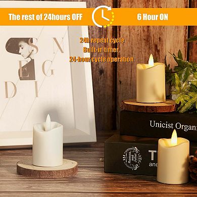 12 Pcs Flameless Flickering Ivory Candles with Timer
