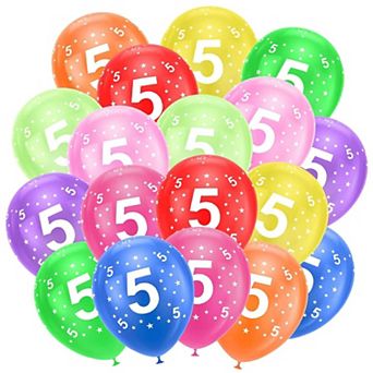 18 pc 5Th Birthday Latex Balloons for 5 Year Old Party with Printed Numbers for Decoration