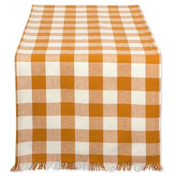 DII Heavyweight Check Fringed Table Runner
