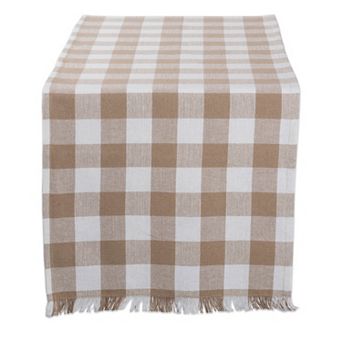 DII Heavyweight Check Fringed Table Runner