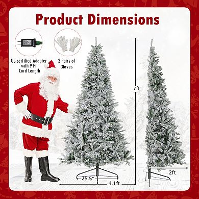 Gymax 7 FT Half Artificial Christmas Tree w/ 852 Branch Tips & 240 LED Lights 9 Modes