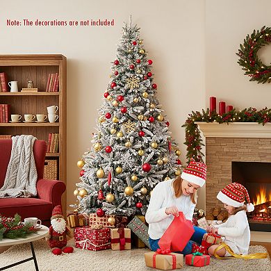 Gymax 7 FT Half Artificial Christmas Tree w/ 852 Branch Tips & 240 LED Lights 9 Modes