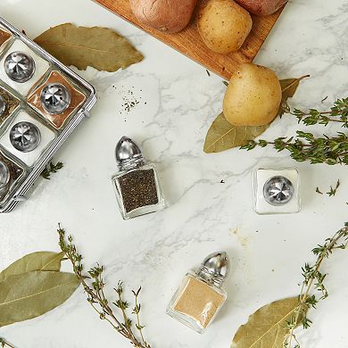 RSVP International Mini 12 Piece Glass Salt & Pepper Shakers w/Rack