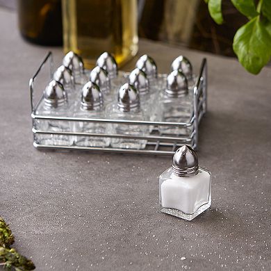 RSVP International Mini 12 Piece Glass Salt & Pepper Shakers w/Rack