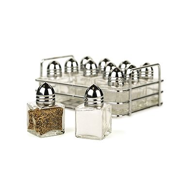 RSVP International Mini 12 Piece Glass Salt & Pepper Shakers w/Rack
