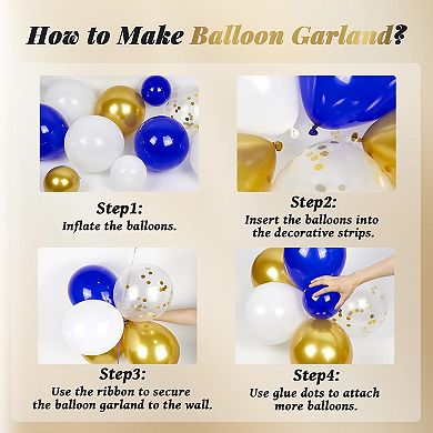 Navy Blue Gold Star Balloons Arch set 118pcs Balloons in Mixed Sizes for Wedding or Graduation