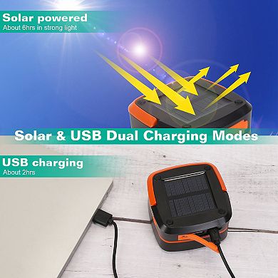 LED Solar Camping Lantern, Portable USB Rechargeable Collapsible Light for Outdoor Use