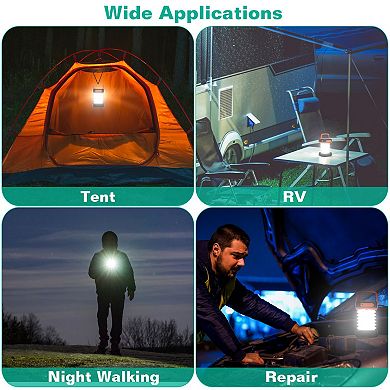 LED Solar Camping Lantern, Portable USB Rechargeable Collapsible Light for Outdoor Use