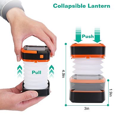 LED Solar Camping Lantern, Portable USB Rechargeable Collapsible Light for Outdoor Use
