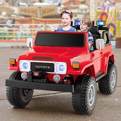 Gymax 2 Seater Ride On Truck Car 12V Licensed Toyota FJ40 RC w/ Laser Light & Music Red