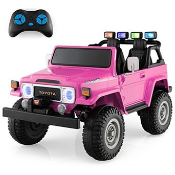 Gymax 2 Seater Ride On Truck Car 12V Licensed Toyota FJ40 RC w/ Laser Light & Music Red