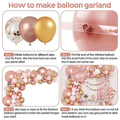 Rose Gold Balloon Arch Kit, Pink & Rose Gold for 149 pcs Birthday, Wedding & Party Decorations