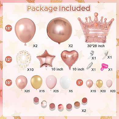 Rose Gold Balloon Arch Kit, Pink & Rose Gold for 149 pcs Birthday, Wedding & Party Decorations