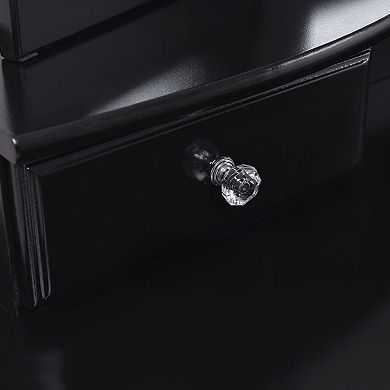 Costway Tri Folding Mirror Vanity Makeup Table Stool Set Black