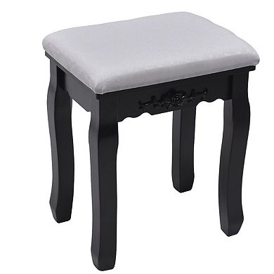 Costway Tri Folding Mirror Vanity Makeup Table Stool Set Black