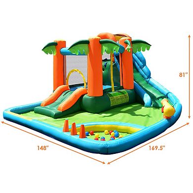 Gymax Inflatable Bounce House Jump Bouncer Kids Water Park Splash Play Center w/Blower