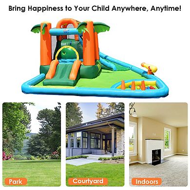 Gymax Inflatable Bounce House Jump Bouncer Kids Water Park Splash Play Center w/Blower