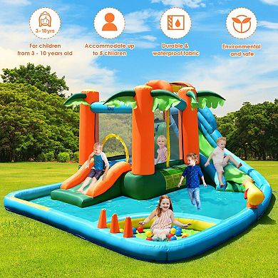 Gymax Inflatable Bounce House Jump Bouncer Kids Water Park Splash Play Center w/Blower