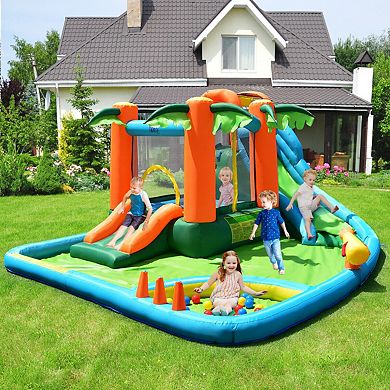 Gymax Inflatable Bounce House Jump Bouncer Kids Water Park Splash Play Center w/Blower