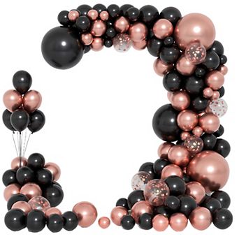 Rose Gold & Black Balloon Arch Kit, 140 pc Balloons for Weddings, Anniversaries & Birthday Partie