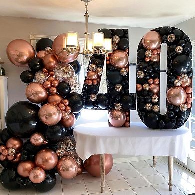 Rose Gold & Black Balloon Arch Kit, 140-Piece Balloons for Weddings, Anniversaries & Birthday Partie