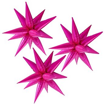 3 pc 26 Inch Babe Pink Star Foil Balloons for Birthday Wedding and Bachelor Party Decorations